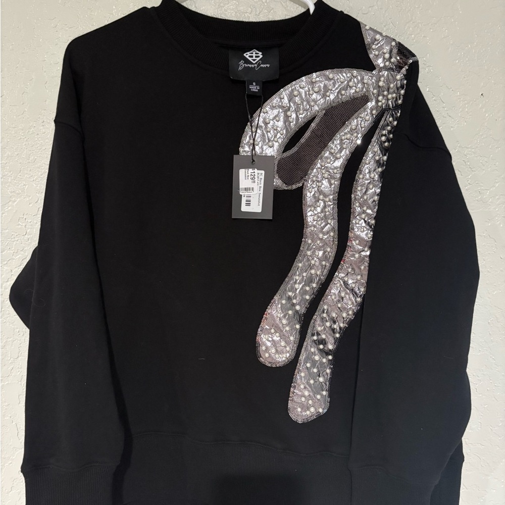 Brianna Cannon Black and Silver Crewneck Sweater